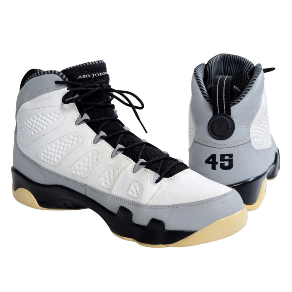 Nike Air Jordan 9 Retro Barons 2014 White Black Grey 302370-106 Men 11.5 Sneaker